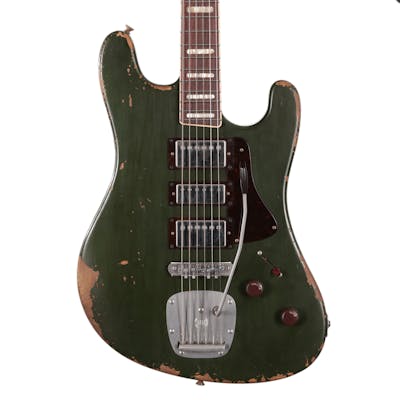Castedosa Conchers Baritone Electric Guitar in Aged Cadillac Green Metallic with Humbuckers
